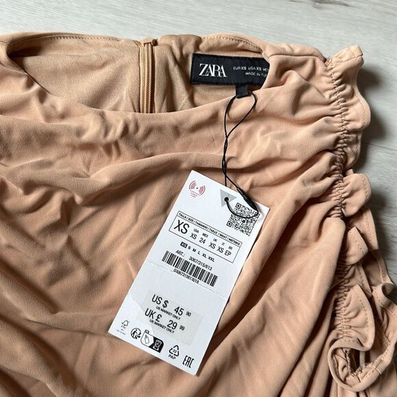 ZARA short ruffled dress size XS Beige NWT - Picture 7 of 8
